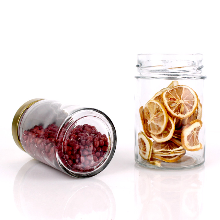 5oz 165ml Cylinder glass honey jar jam jar with black metal lid wholesale