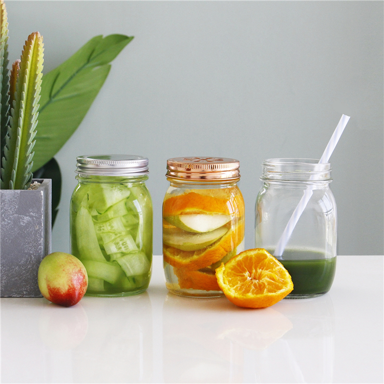 5oz 16oz Clear Round Square Glass Mason Jars Regular mouth sealing Canned food glass jars