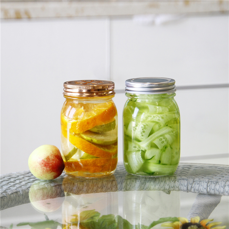 5oz 16oz Clear Round Square Glass Mason Jars Regular mouth sealing Canned food glass jars