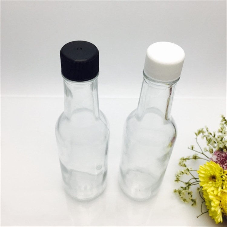 5oz 6oz 8oz 150ml 180ml 250ml fish/tomato/pizza hot sauce glass bottle with black cap and orifice reducer