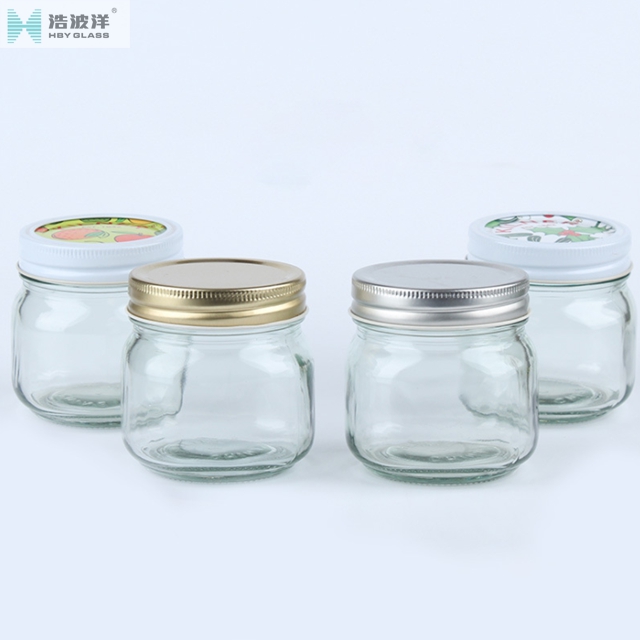 5oz 8oz 10oz 13oz 16oz clear honey jam mason glass storage jar with tinplate
