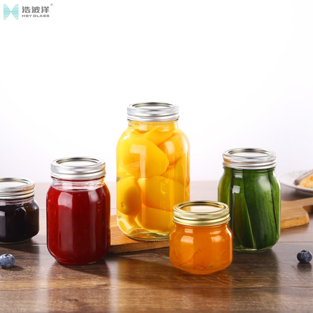 5oz 8oz 10oz 13oz 16oz clear honey jam mason glass storage jar with tinplate