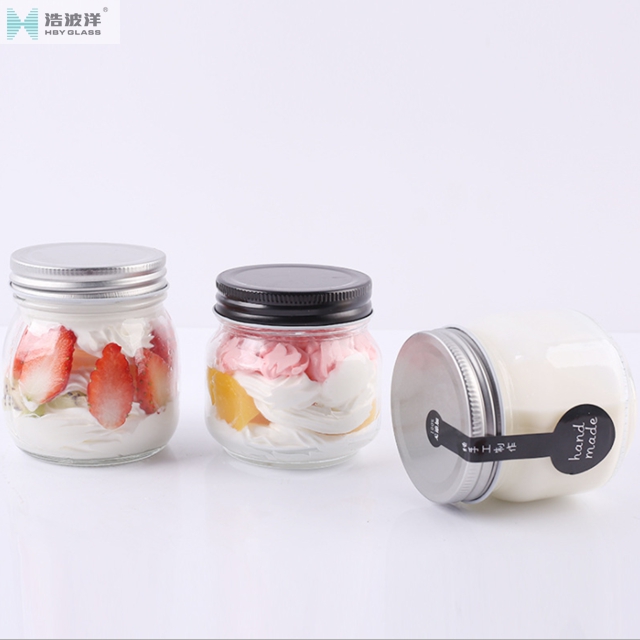 5oz 8oz 10oz 13oz 16oz clear honey jam mason glass storage jar with tinplate