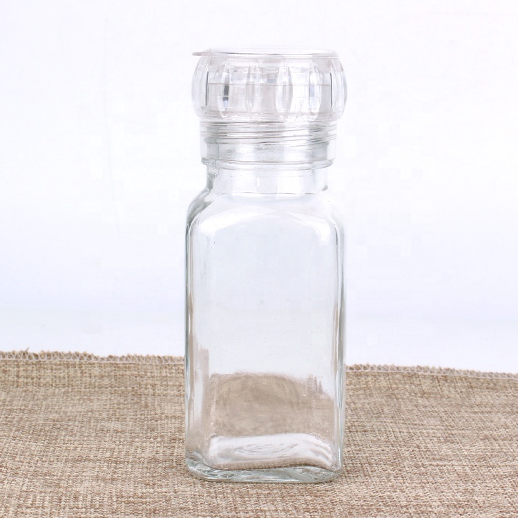 5oz Square glass kitchen grinder spice grinder with lid