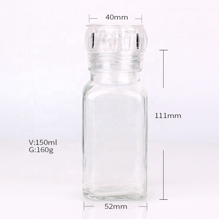 5oz Square glass kitchen grinder spice grinder with lid