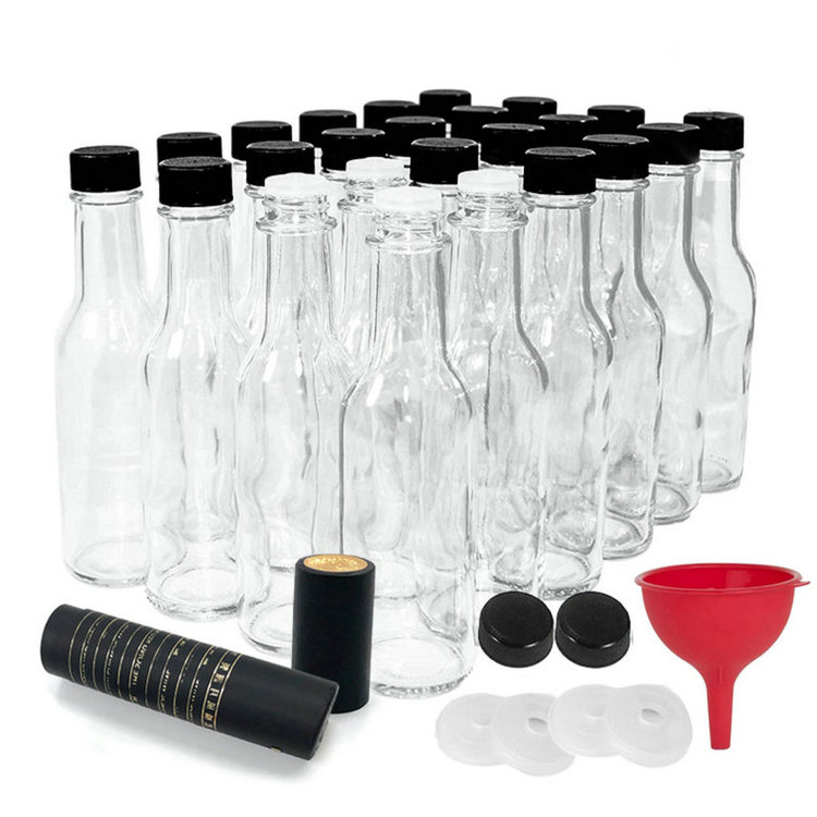 5oz Woozy Hot Sauce Glass Bottle Sesame Oil Bottle with Lids and Funnel
