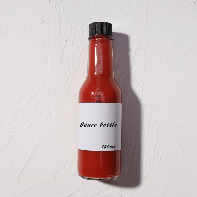 5oz Woozy Hot Sauce Glass Bottles For Ketchup BBQ Sauce With Shrink Band Plastic Stopper