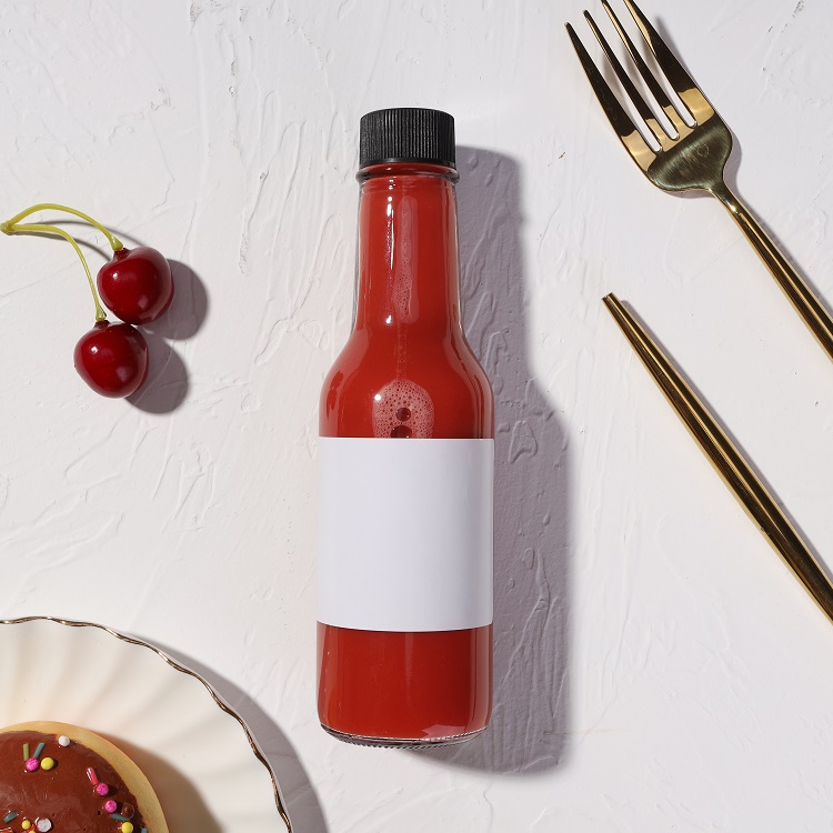 5oz Woozy Hot Sauce Glass Bottles For Ketchup BBQ Sauce With Shrink Band Plastic Stopper