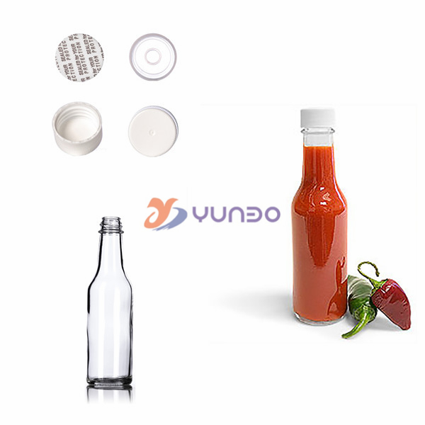 5oz clear empty glass chili sauce bottle with plastic lid
