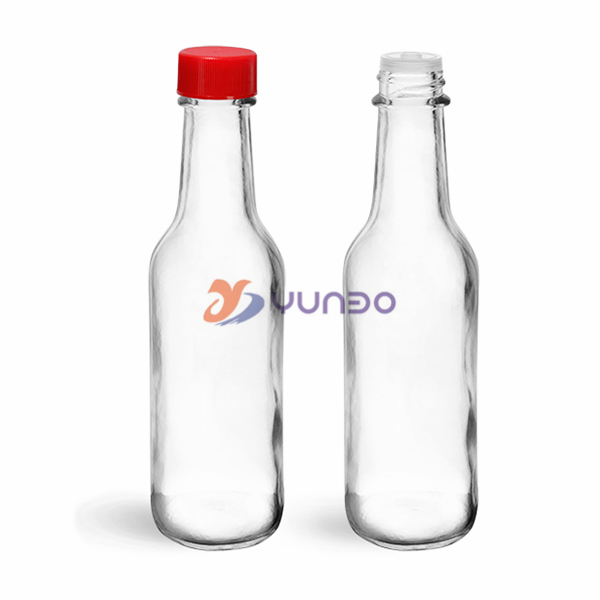 5oz clear empty glass chili sauce bottle with plastic lid