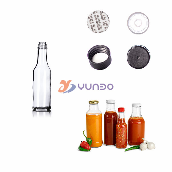 5oz clear empty glass chili sauce bottle with plastic lid