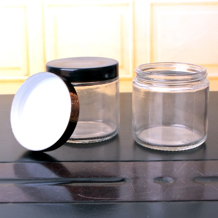 5oz round bath salt glass jar airtight plastic cap