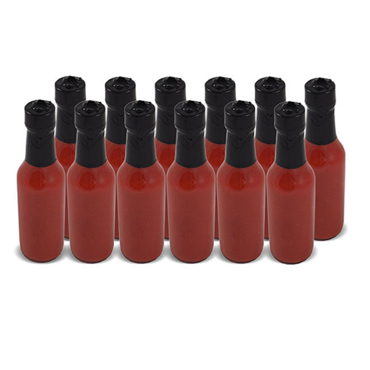 5ozml Clear Glass Hot Sauce Bottle with Black Cap and Shrink band and Orifice Reducer