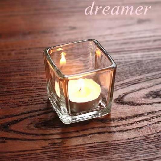 6*6cm Classic luxury soy wax custom clear empty wholesale matte black glass jar with bamboo lid sqaure votive candle jars