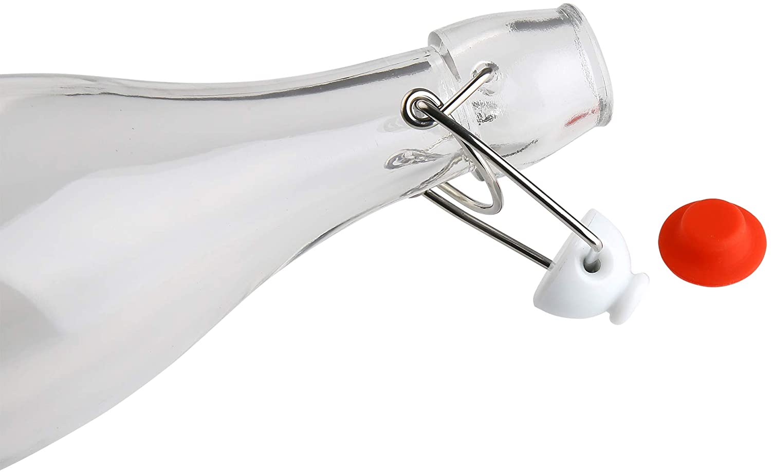 6 Pack 1 Liter / 33 fl. oz. Swing Top Brewing Bottle with Stopper clear flip top glass bottle