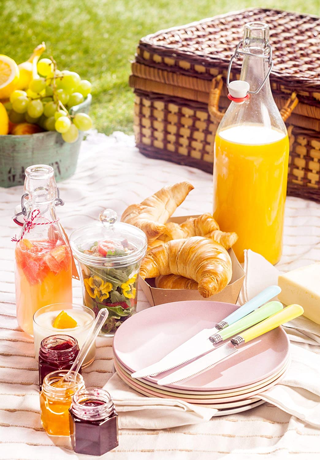 6 Pack 1 Liter / 33 fl. oz. Swing Top Brewing Bottle with Stopper clear flip top glass bottle