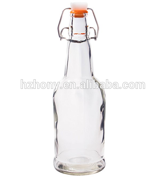 6 Pack 1 Liter / 33 fl. oz. Swing Top Brewing Bottle with Stopper clear flip top glass bottle