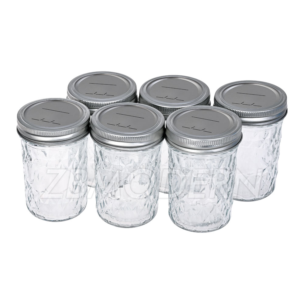 6 Pack Clear Glass Container Mason Jars 8 OZ Mini Canning Jars Airtight Regular Silver Mouth Diy Jam Honey Food labels