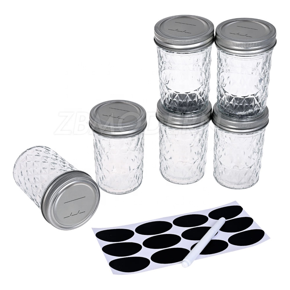 6 Pack Clear Glass Container Mason Jars 8 OZ Mini Canning Jars Airtight Regular Silver Mouth Diy Jam Honey Food labels