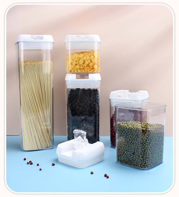 6 Piece Plastic Cereal Dispenser Containers With Easy Locking Lids Suitable For Grains Pasta Snacks Kitchen Food