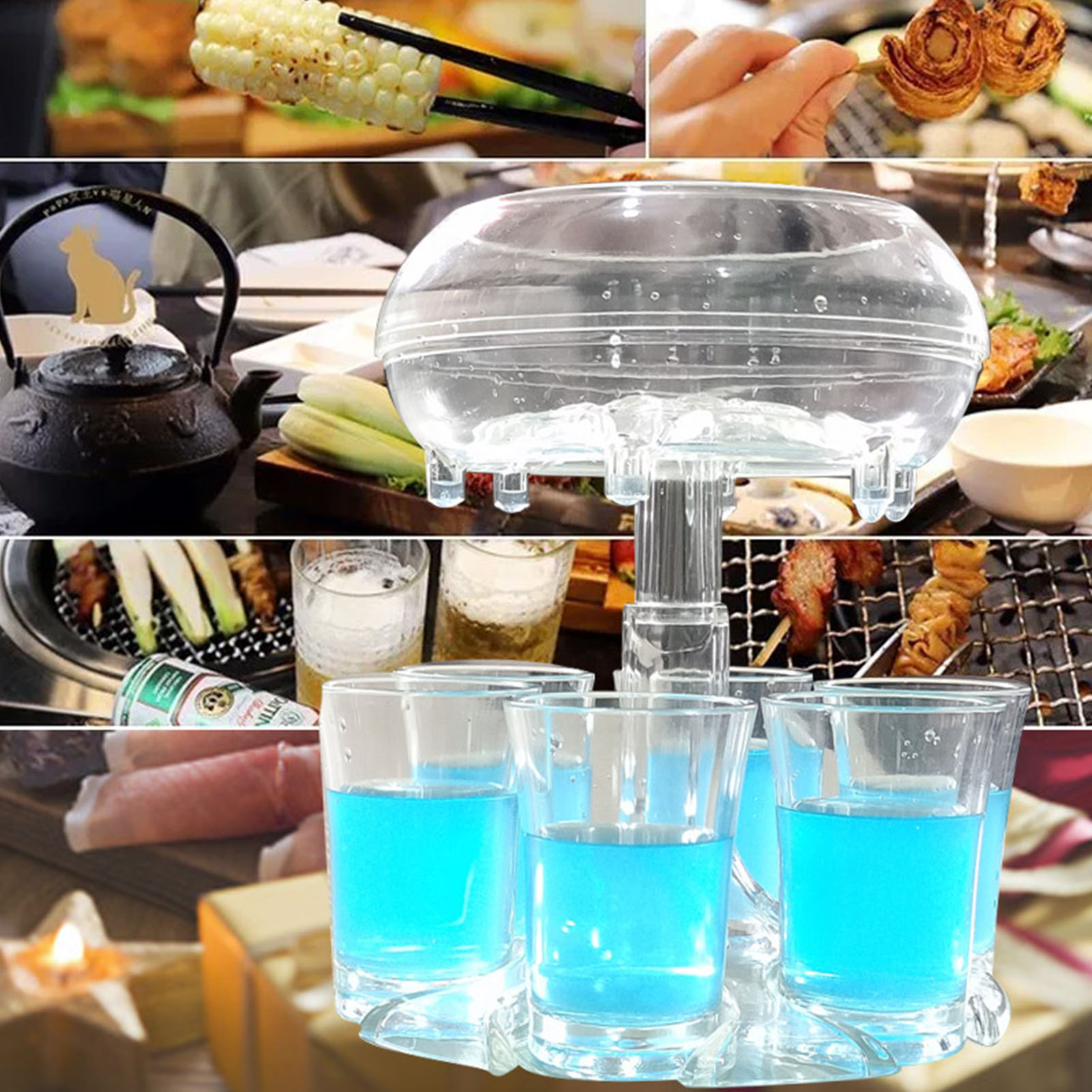 6 Shot Glass Dispenser Holder Clear Food Grade Wine Dispenser
