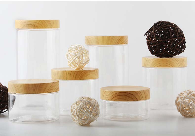 6 Sizes Plastic Cereal Containers With Wood Lids Retain Freshness Food Canister For Snacks Grains Dry Food