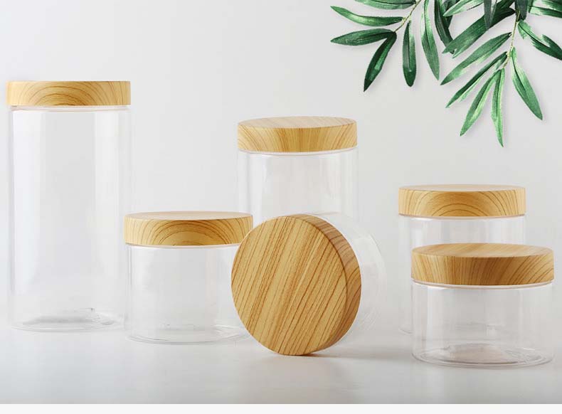 6 Sizes Plastic Cereal Containers With Wood Lids Retain Freshness Food Canister For Snacks Grains Dry Food