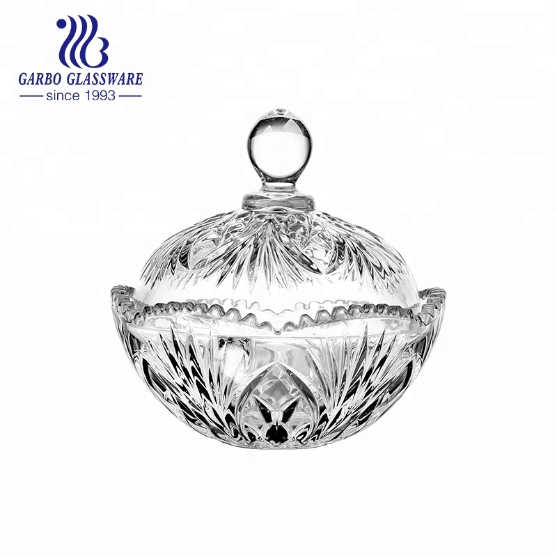 6 inch glass storage pot for snacks dried nuts clear transparent glass candy jar with lid GB1878SZ
