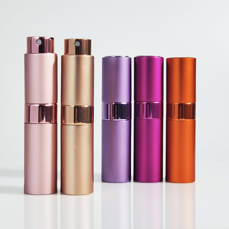 6 ml 8ml 10ml Empty Aluminum Travel Sample Twist Up Glass Perfume Bottles Atomizer