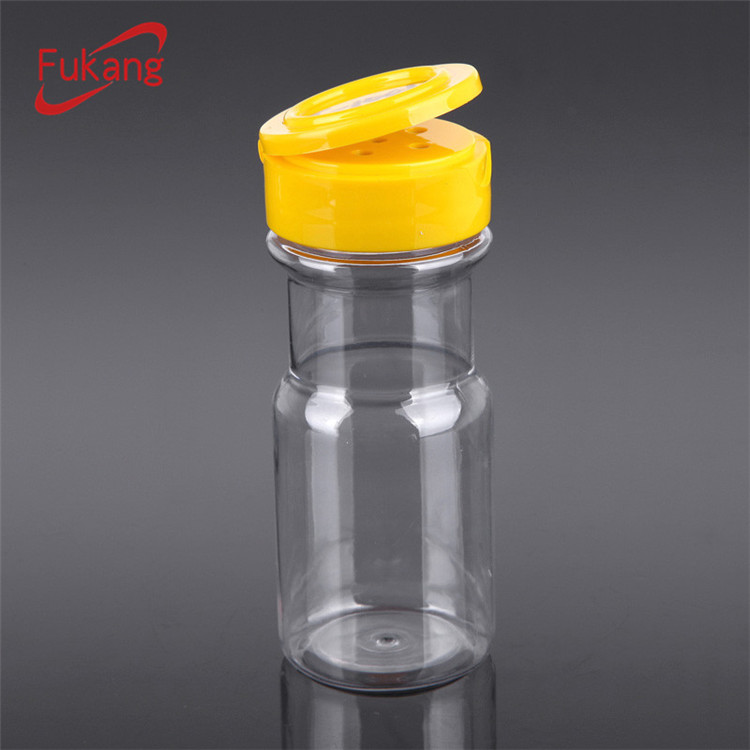 6 oz Clear PET Spice Jars Packaging with Flip Top Cap, Small Plastic Pepper and Salt Bottle with Shaker