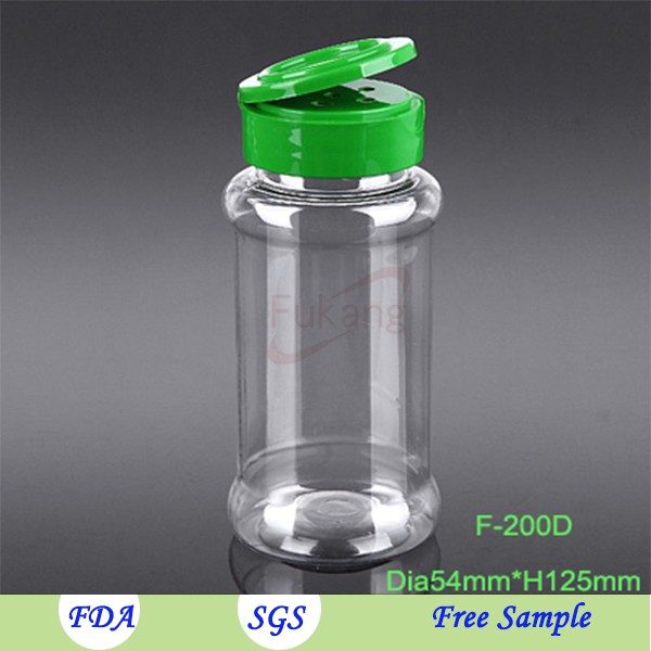 6 oz Clear PET Spice Jars Packaging with Flip Top Cap, Small Plastic Pepper and Salt Bottle with Shaker