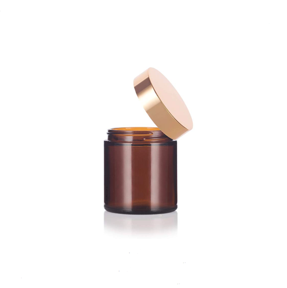 6 oz amber glass jars with mouth 6oz amber glass jar with gold tin cap