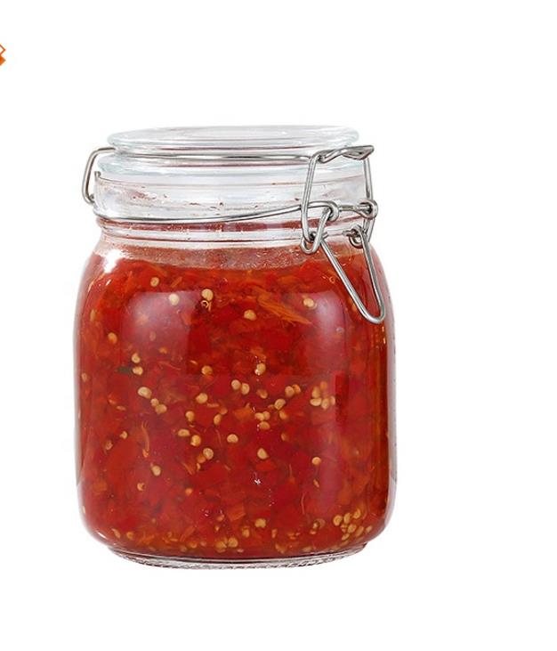 6 oz ounce 200ml wide mouth clear storage airtight glass jars with clip