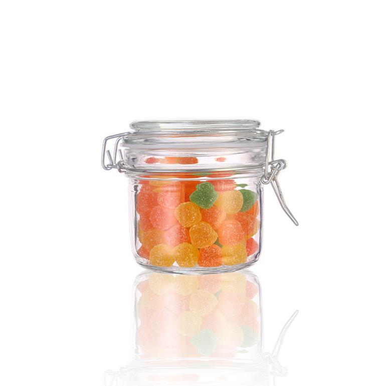 6 oz ounce 200ml wide mouth clear storage airtight glass jars with clip