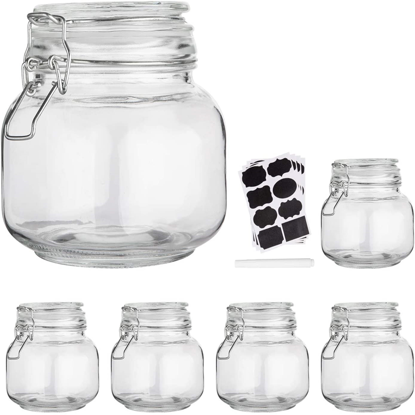 6 pieces Mason Glass Sealed Kitchen Storage Jars with cover