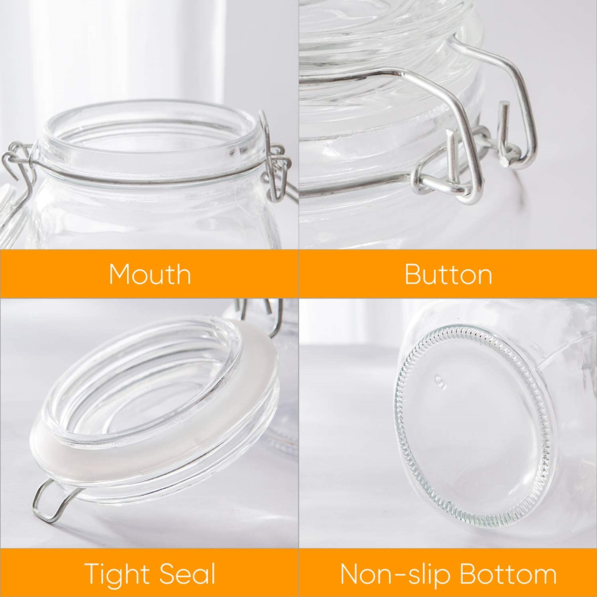 6 pieces Mason Glass Sealed Kitchen Storage Jars with cover