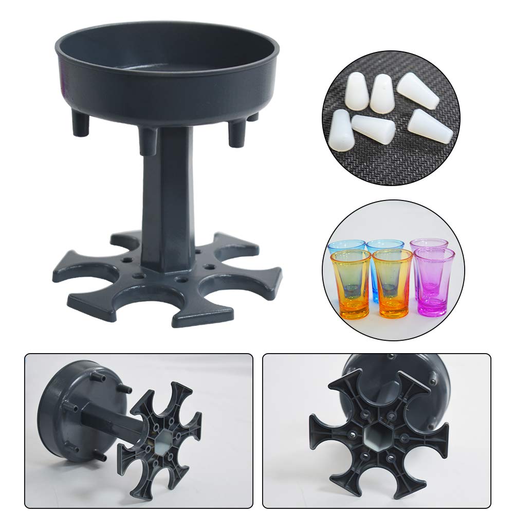 6 shot glass beverage dispenser holder with 6 stoppers for bar