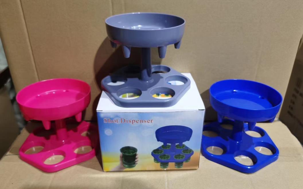 6 shot glass beverage dispenser holder with 6 stoppers for bar