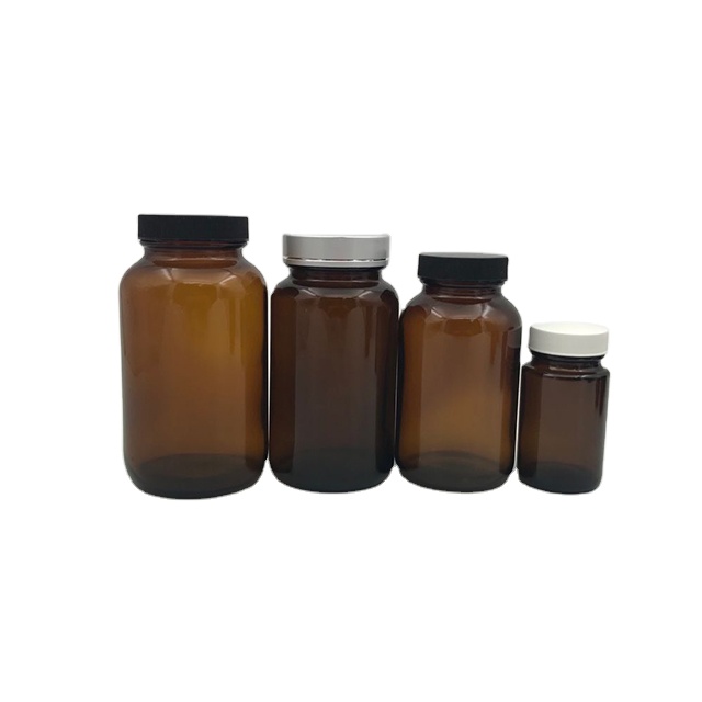 60 75 100 120 150 200 250 300 400 500ml Amber Pharmaceutical Wide Mouth Glass Jar Bottle