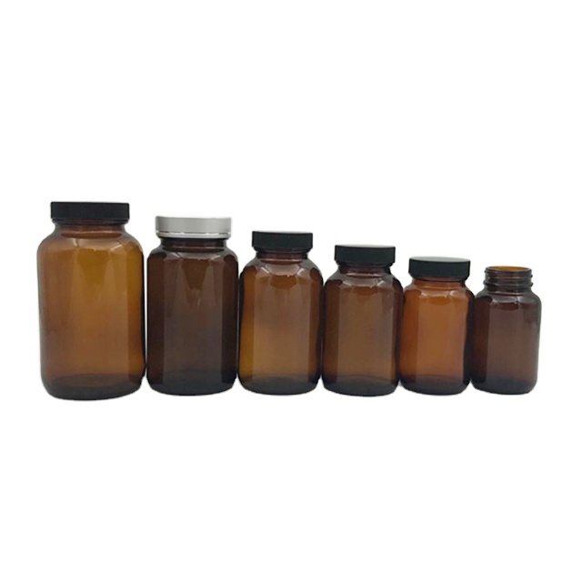 60 75 100 120 150 200 250 300 400 500ml Amber Pharmaceutical Wide Mouth Glass Jar Bottle