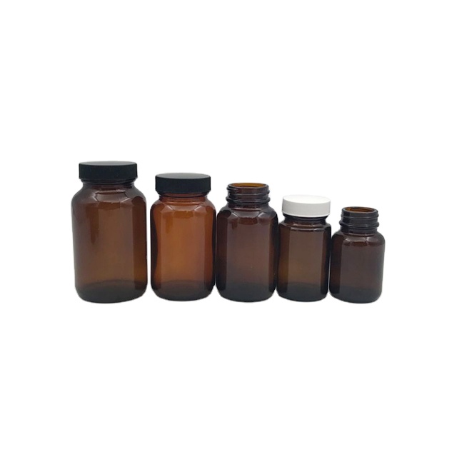 60 75 100 120 150 200 250 300 400 500ml Amber Pharmaceutical Wide Mouth Glass Jar Bottle