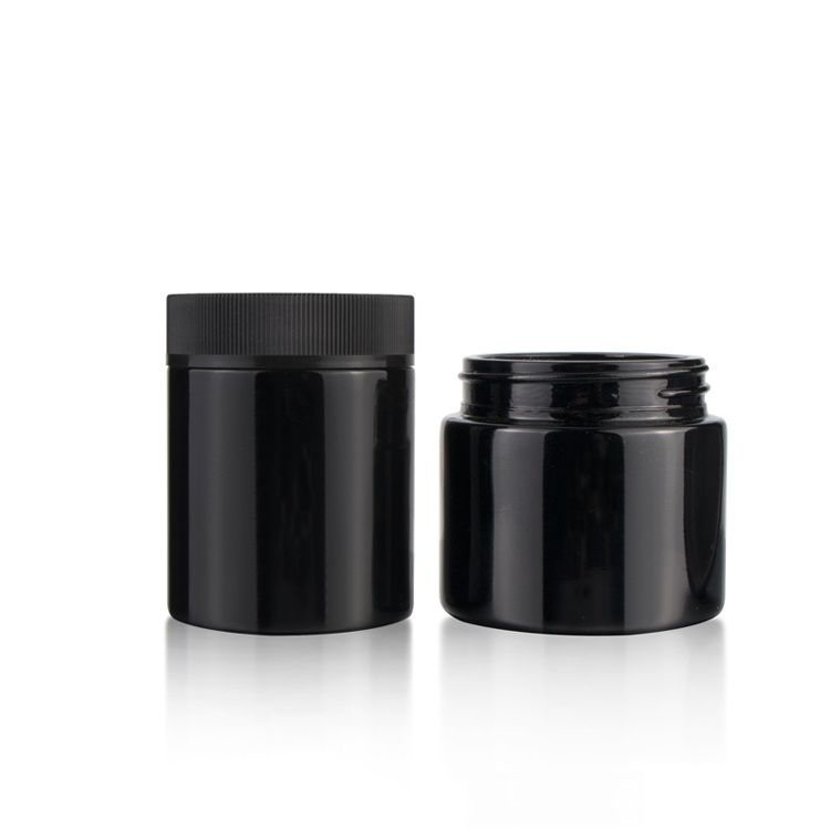 60 ml 100 ml 120 ml air tight uv dark childproof cap weed storage packaging black uv hemp glass jars for weed