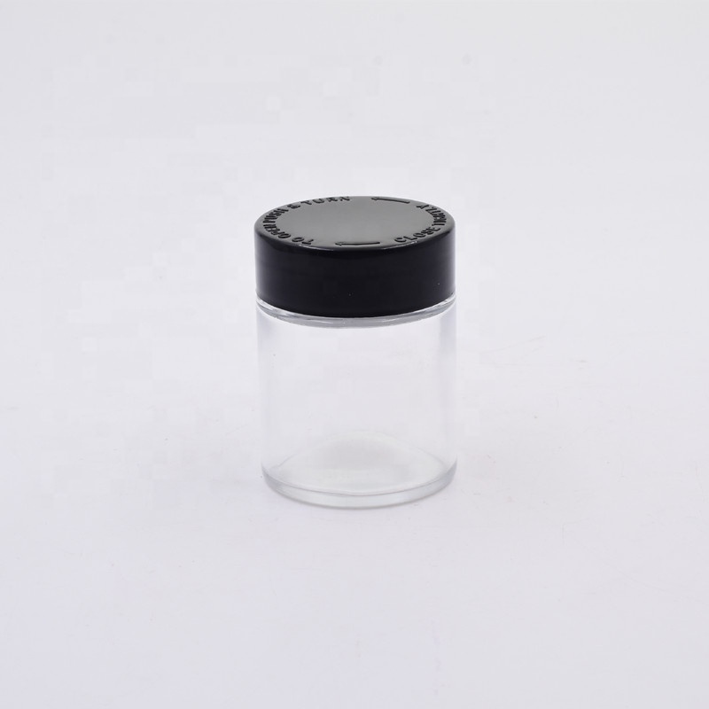 60 ml clear round straight side  food storage snacks  scented tea  glass jar with plastic child proof lid.