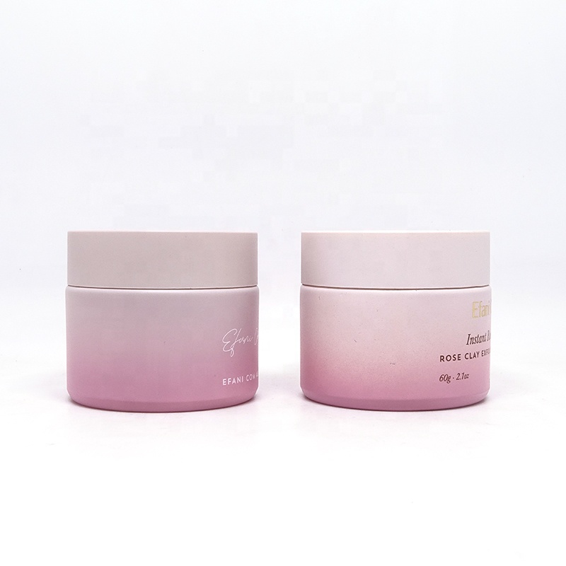 60 ml opal white glass jar cosmetics frosted matte gradient pink 15g 20g 30g 50g 100g porcelain jar customized paper packaging