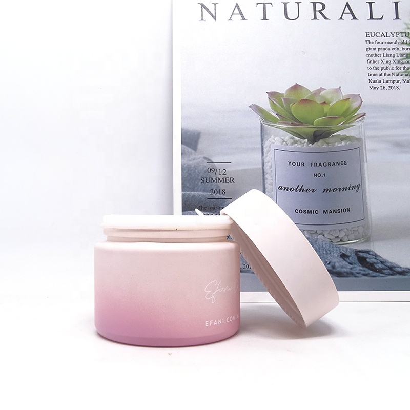 60 ml opal white glass jar cosmetics frosted matte gradient pink 15g 20g 30g 50g 100g porcelain jar customized paper packaging