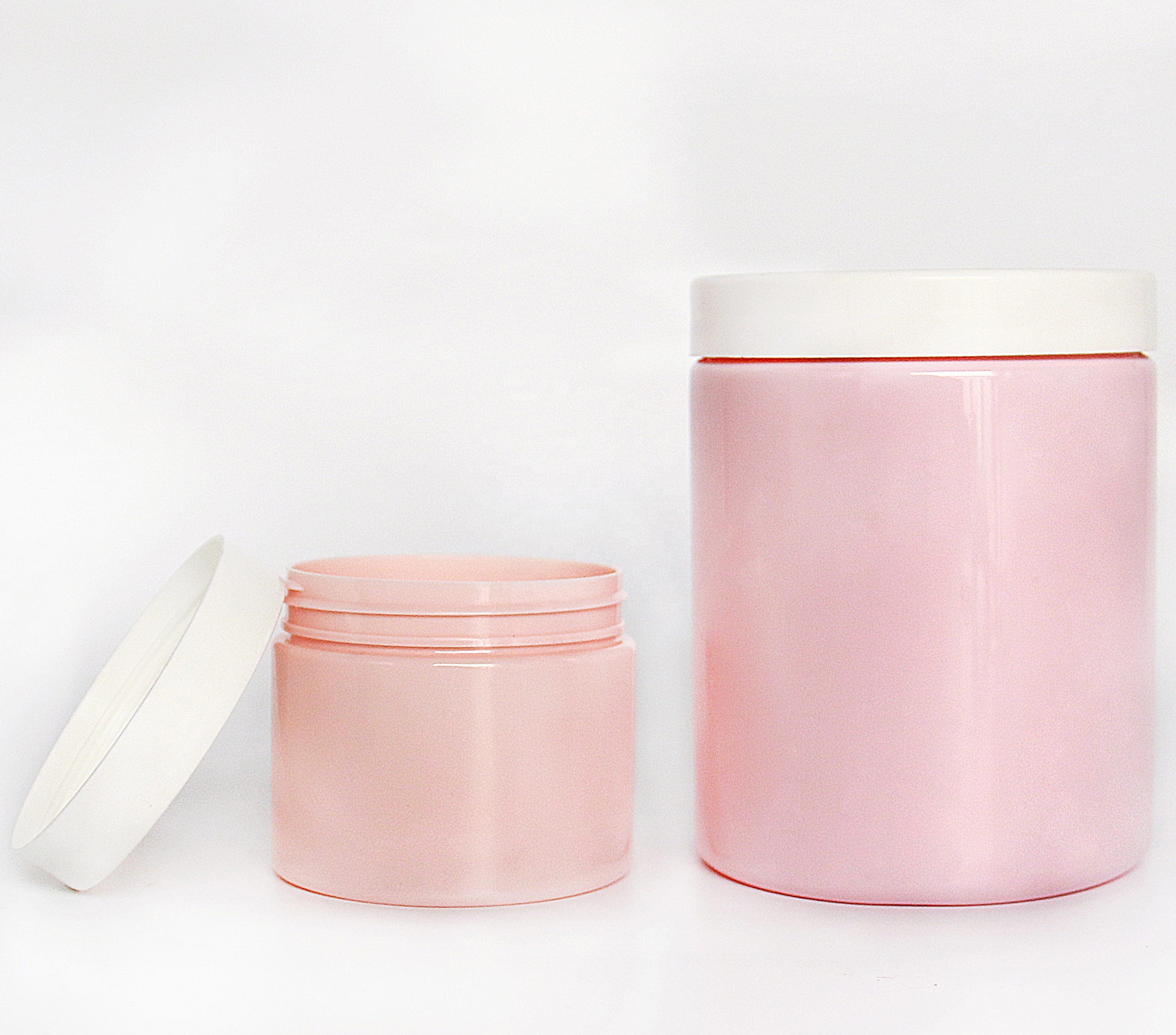 600ml 20 ounce pink body scrub jars pink plastic shampoo container 250g pink jar for moisturiser