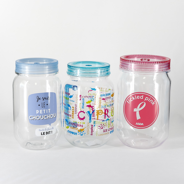 600ml Drinking Plastic Pineapple Cup Plastic Mason Cup With Handle