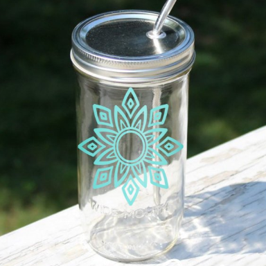 600ml Wide Mouth Beverage Glass Mason Jar With Straw