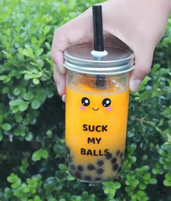 600ml Wide Mouth Beverage Glass Mason Jar With Straw