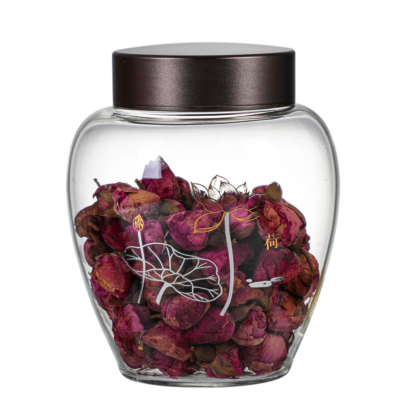 600ml large capacity glass  high borosilicate storage tank sealed spice  jar food storage jar with metal lid